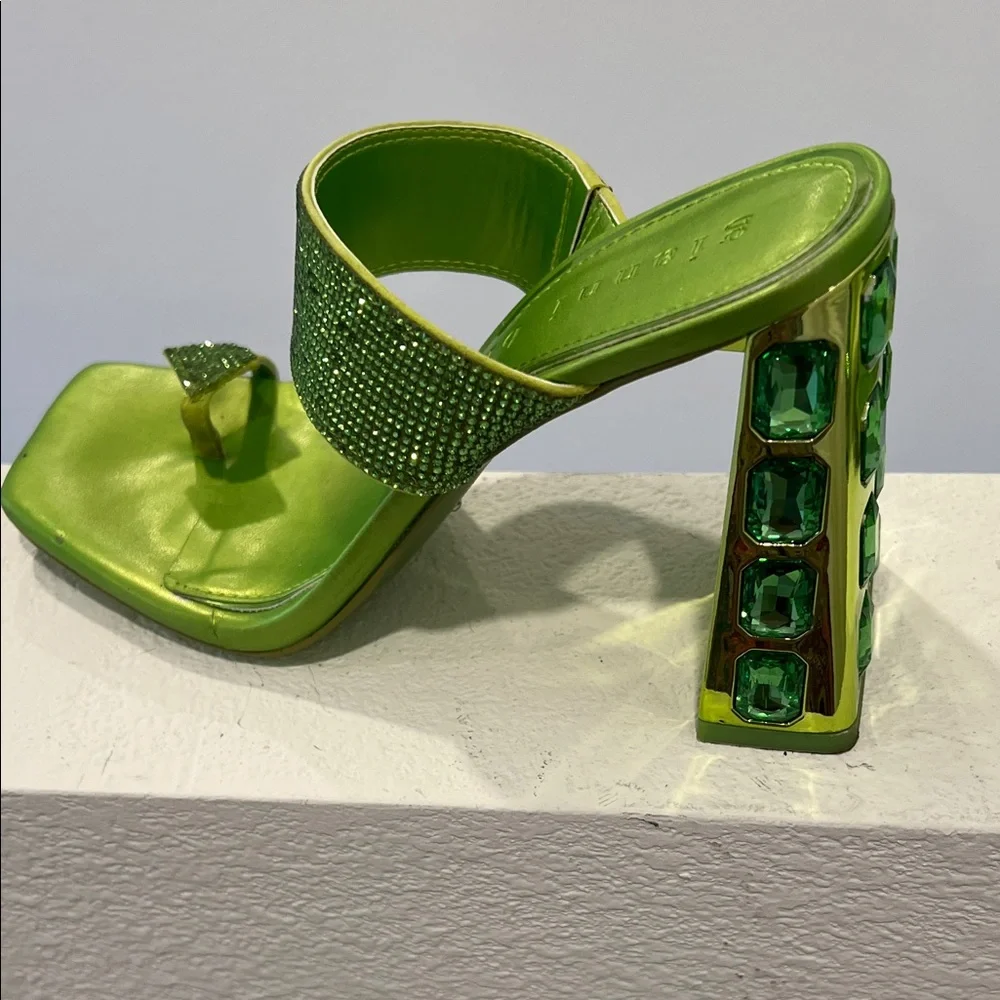 Gianni Bini Lime Green Embellished Heels - Picture 3 of 7